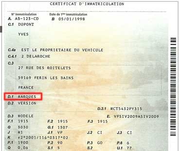 Carte grise Marque